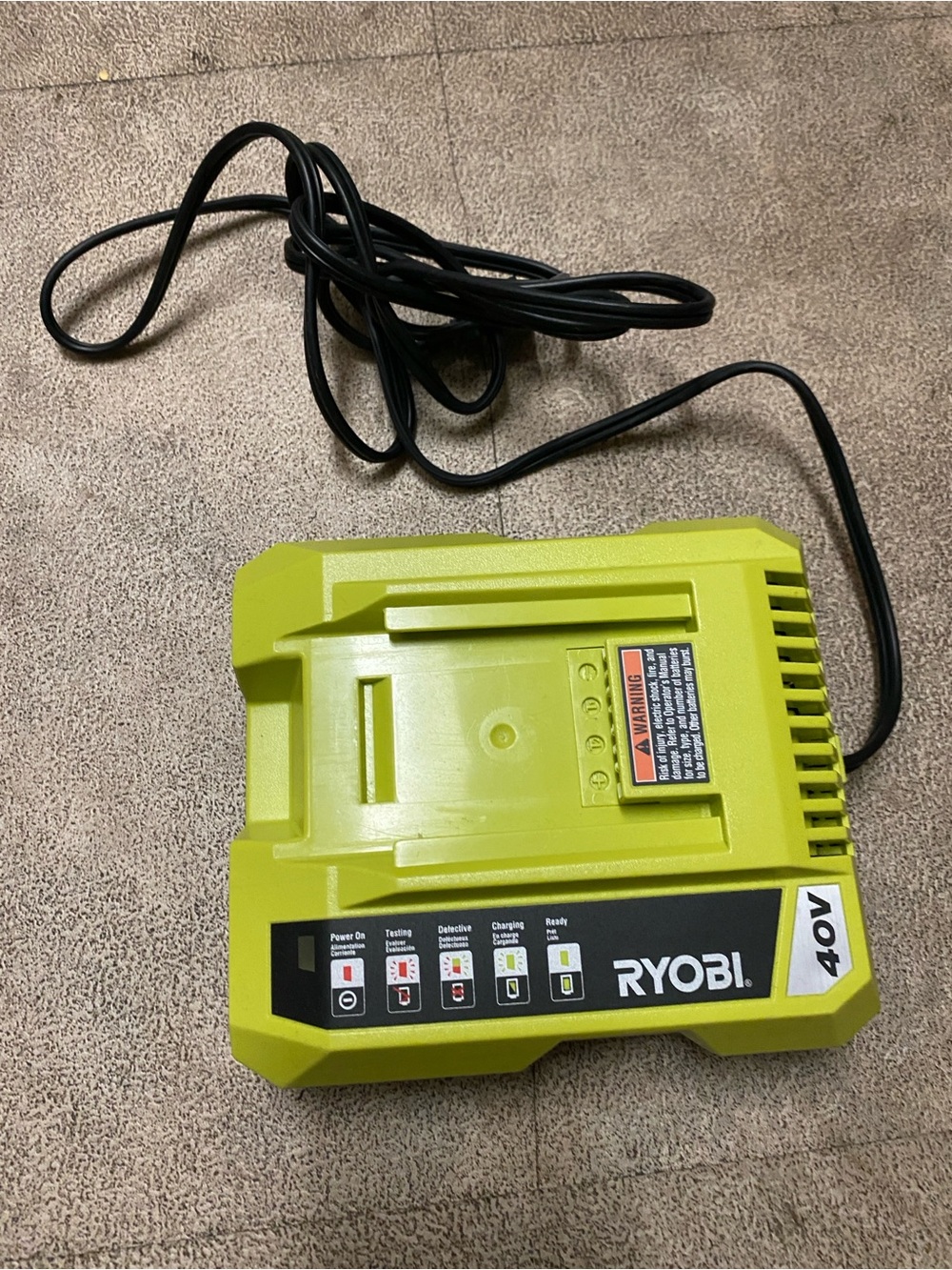RYOBI 40V Battery Charger - Lime Green